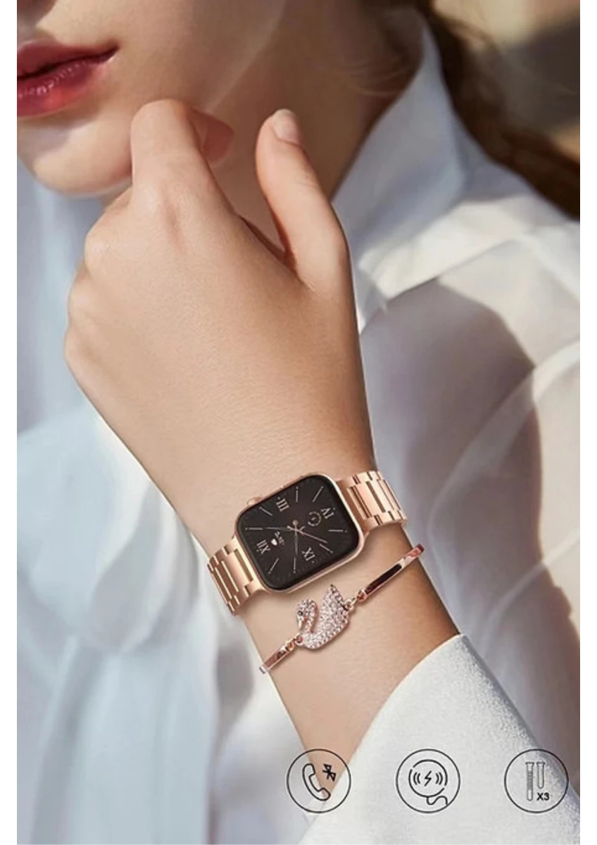 Bilişim Burada G9 Mini Plus Smart Watch G9 mini plus Siyah 41mm Kadin akilli saat 3 Kordon Ve Bileklik Hediyeli